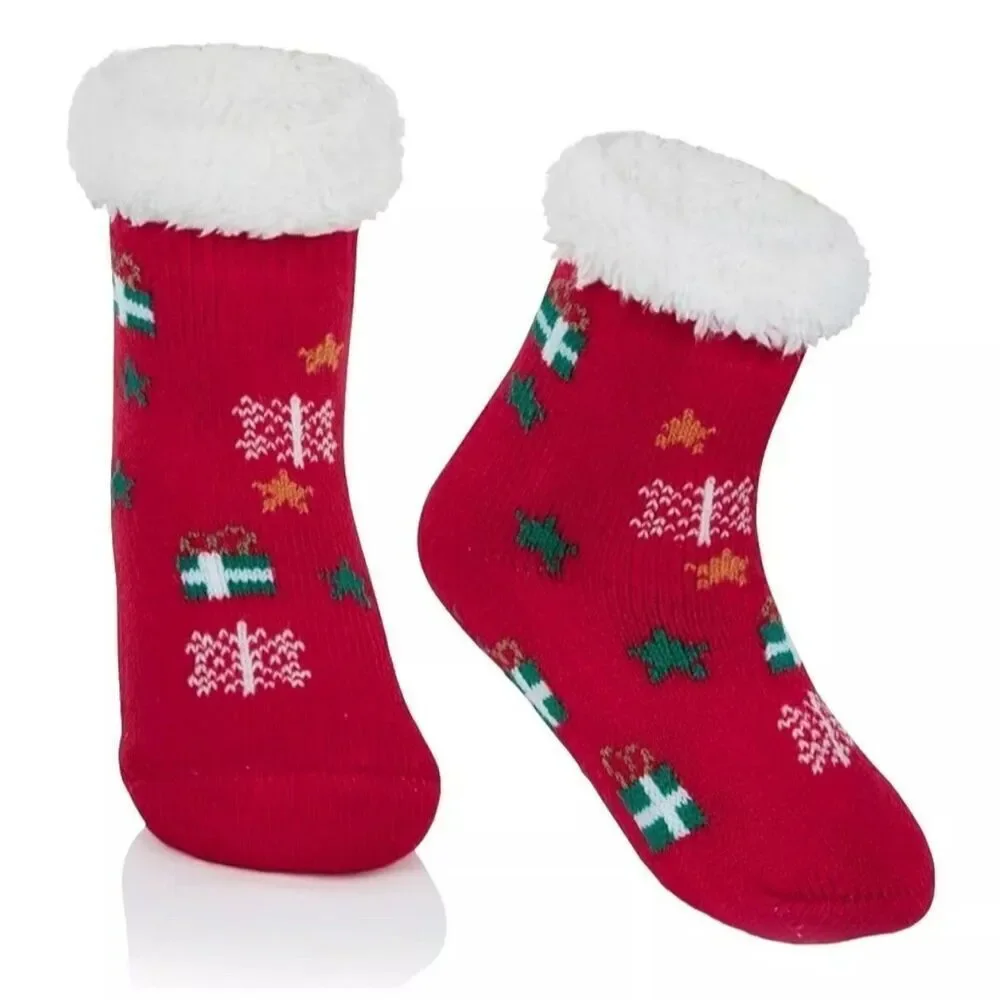 Sumona Sherpa Lined Cabin Socks Knit None Skid Winter Cozy Slipper Set of 3
